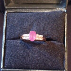 D'Joy Ilakaka Hot Pink Sapphire (FF) and Moissanite 1.30 ctw Glam Cascade Ring